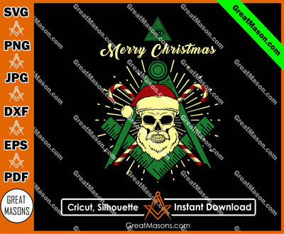 Santa Claus Skull Merry Christmas Masonic SVG, Png, Eps, Dxf, Jpg, Pdf File