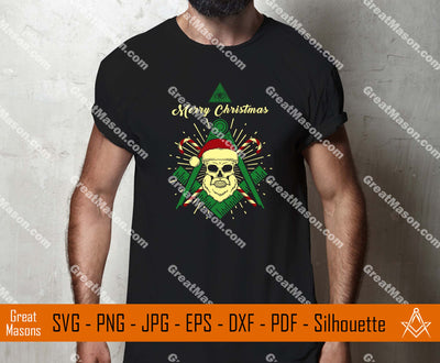 Santa Claus Skull Merry Christmas Masonic SVG, Png, Eps, Dxf, Jpg, Pdf File