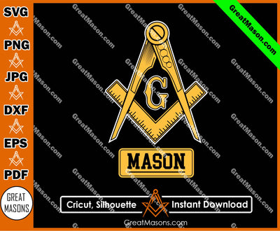 Mason Square & Compasses G Symbol Masonic Design SVG, Png, Eps, Dxf, Jpg, Pdf File