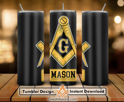 Freemasons Square and Compasses G Vintage Skinny Tumbler Wrap Png Straight & Tapered Tumbler File Digital