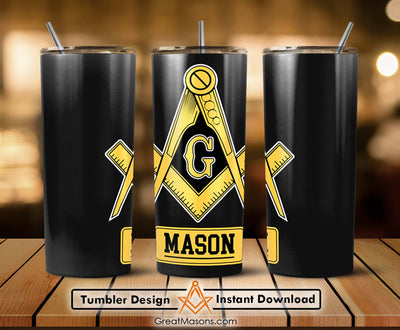 Freemasons Square and Compasses G Vintage Skinny Tumbler Wrap Png Straight & Tapered Tumbler File Digital