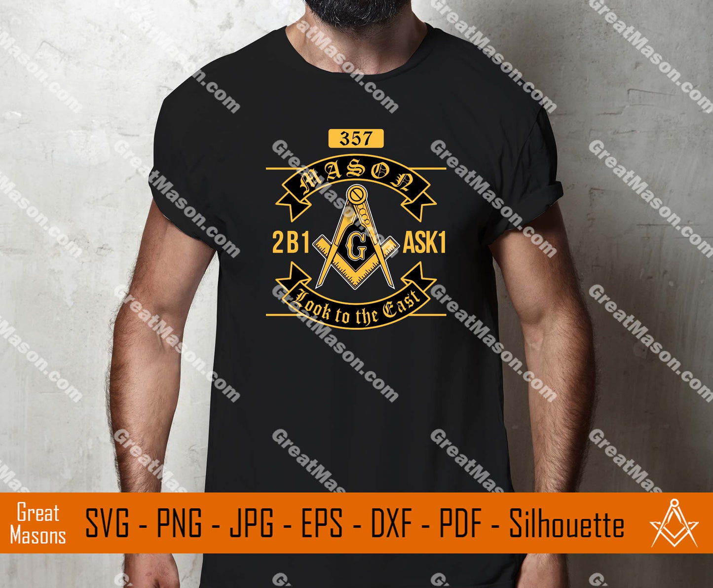 Mason 357 2B1ASK1 Look To The East Freemason SVG, Png, Eps, Dxf, Jpg, Pdf File