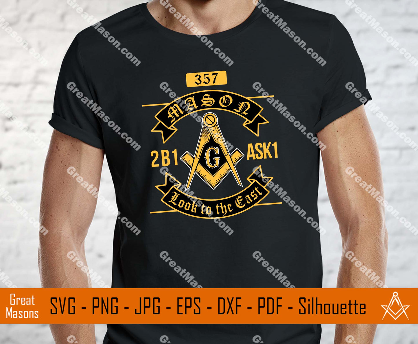 Mason 357 2B1ASK1 Look To The East Freemason SVG, Png, Eps, Dxf, Jpg, Pdf File