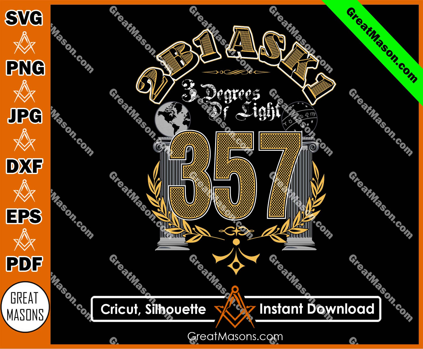 Mason 2B1ASK1 3 Degrees of Light 357 Brotherhood SVG, Png, Eps, Dxf, Jpg, Pdf File