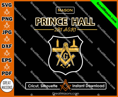 Prince Hall Mason 2B1ASK1 Tools Square and Compasses SVG, Png, Eps, Dxf, Jpg, Pdf File