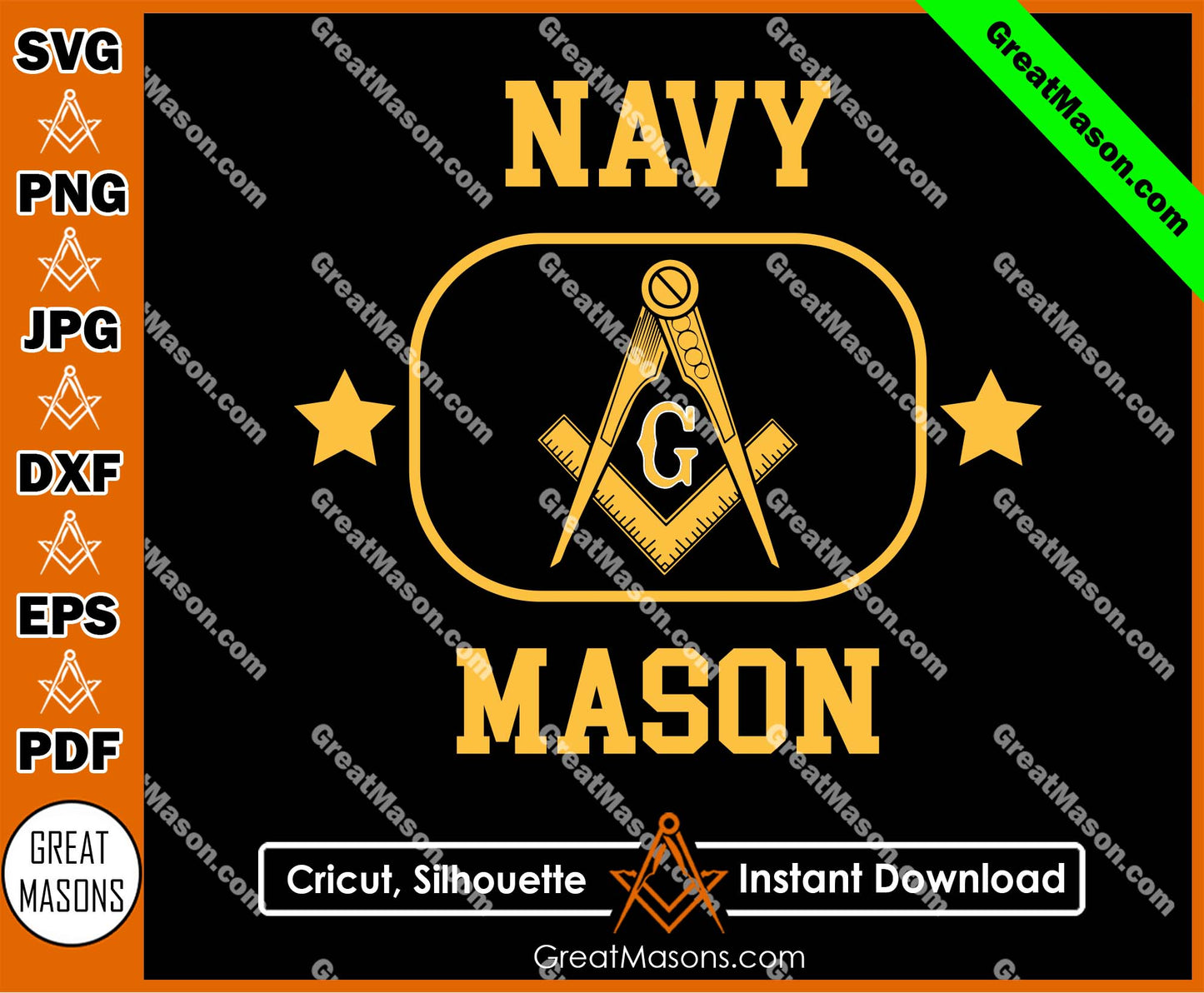 US Navy Mason Square And Compass United States Freemason SVG, Png, Eps, Dxf, Jpg, Pdf File