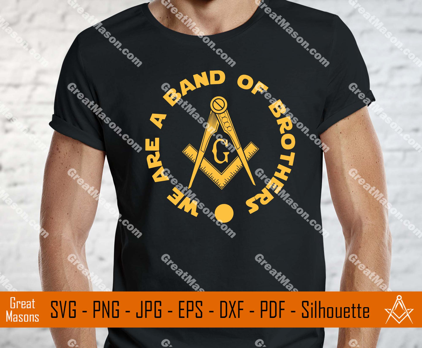 We Are A Band Of Brothers Masonic Square & Compass SVG, Png, Eps, Dxf, Jpg, Pdf File