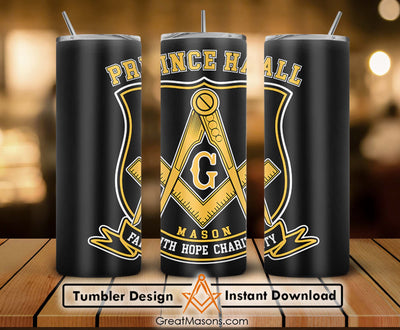 Prince Hall Mason Faith Hope Charity Shield Symbols Skinny Tumbler Wrap Png Straight & Tapered Tumbler File Digital