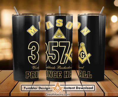 Prince Hall Mason 357 Worldwide Brotherhood Skinny Tumbler Wrap Png Straight & Tapered Tumbler File Digital