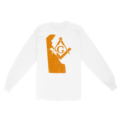 Delaware Freemason State Map Square & Compass Symbol - Long Sleeve