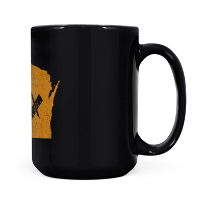 Wisconsin square & compass freemason symbol state map - Black Mug