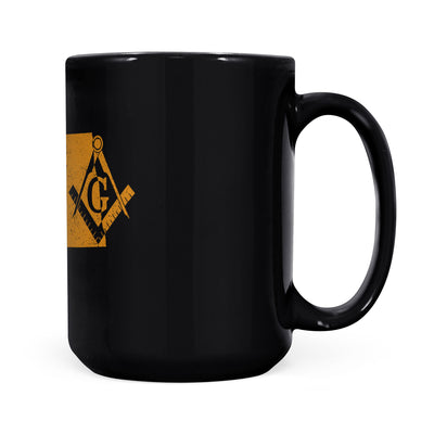 North Dakota square & compass freemason symbol state map - Black Mug