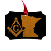 Minnesota square & compass freemason symbol state map - Scalloped Wooden Maple Ornament