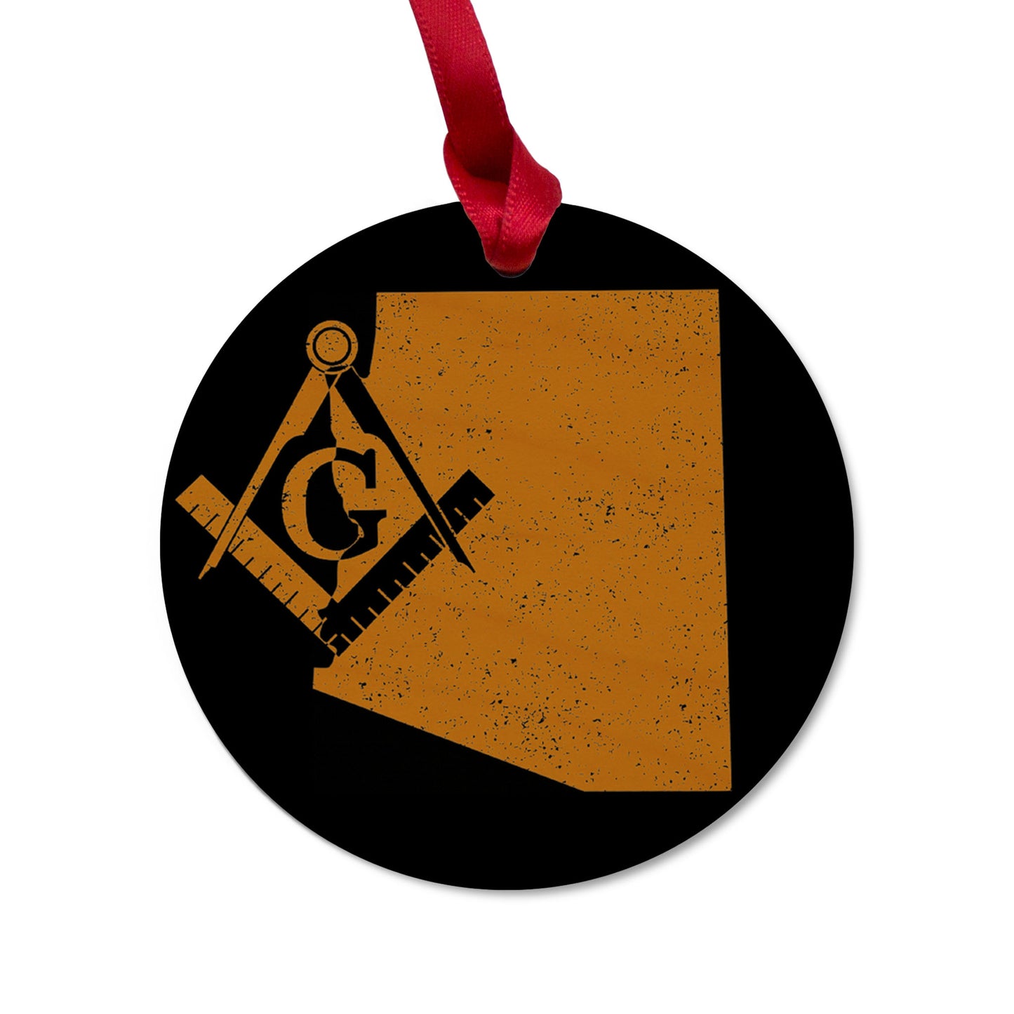 Colorado square & compass freemason symbol state map - Round Wooden Maple Ornament