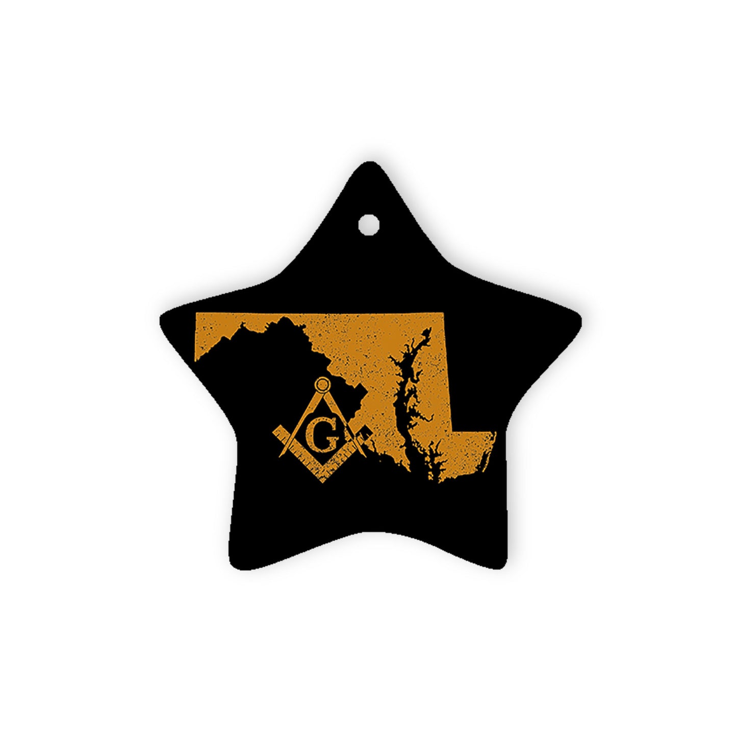 Maryland square & compass freemason symbol state map - Star Ceramic Ornament (2 sided)