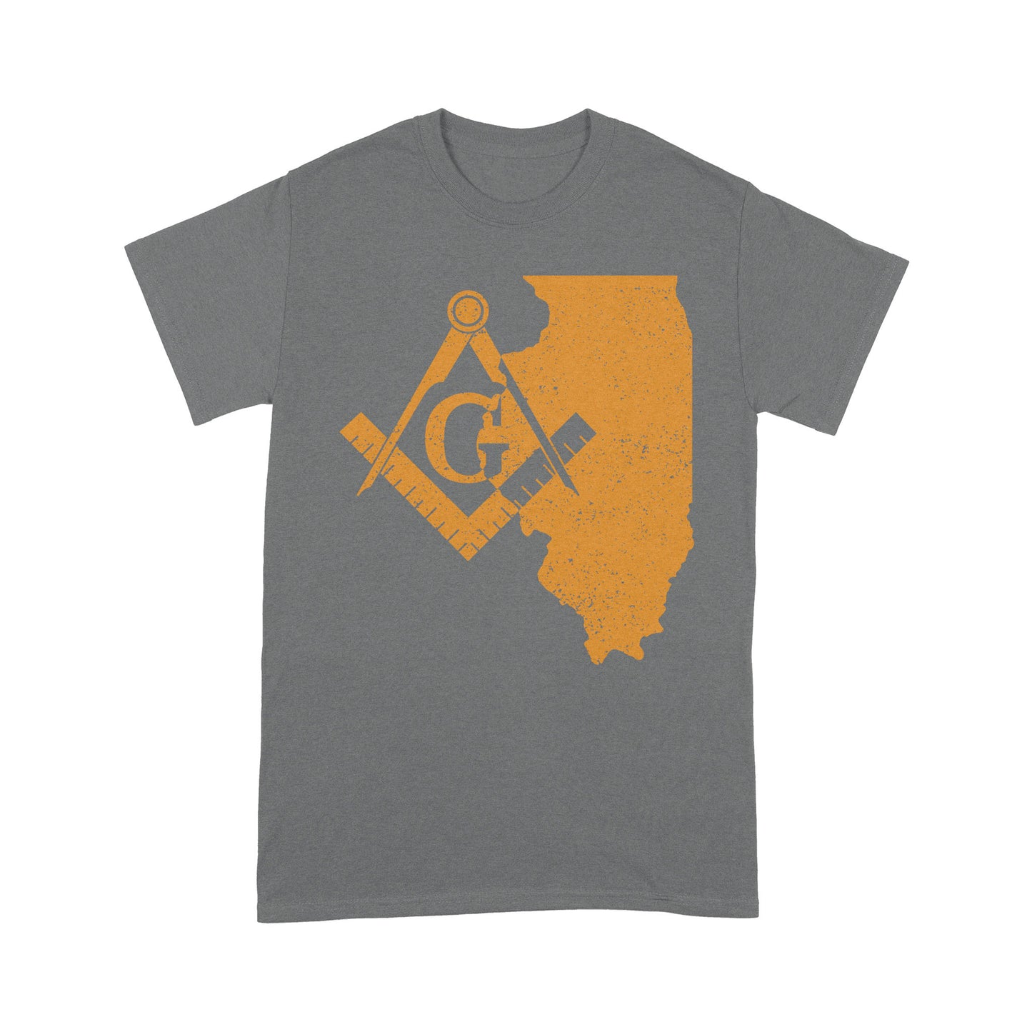 Illinois Freemason State Map Square & Compass Symbol - T Shirt