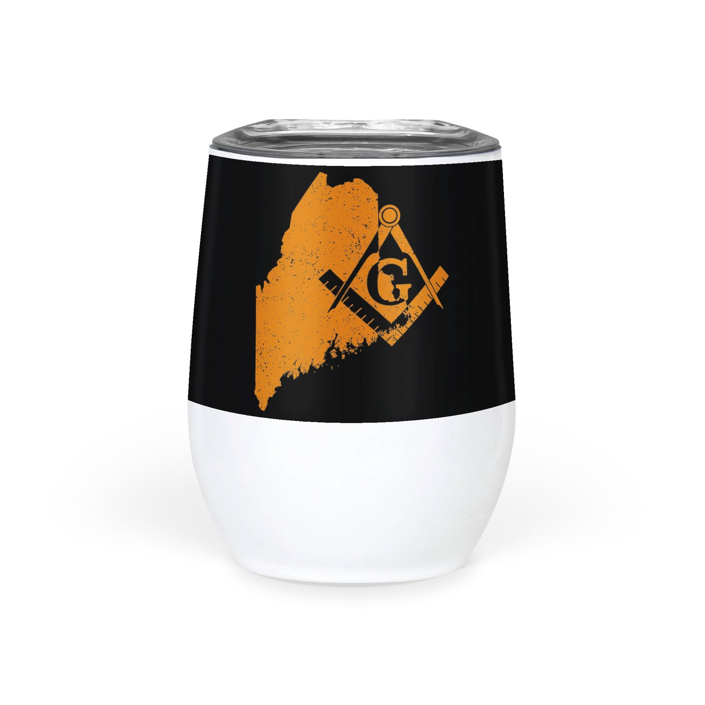 Maine Square & Compass Freemason symbol state map - Wine Tumbler