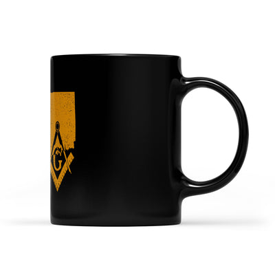 Connecticut square & compass freemason symbol state map - Black Mug