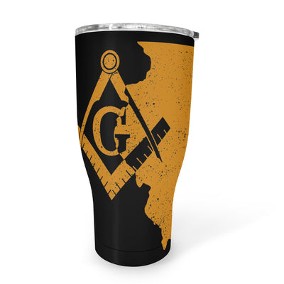 Illinois Square & Compass Freemason symbol state map - 30oz Fat Tumbler