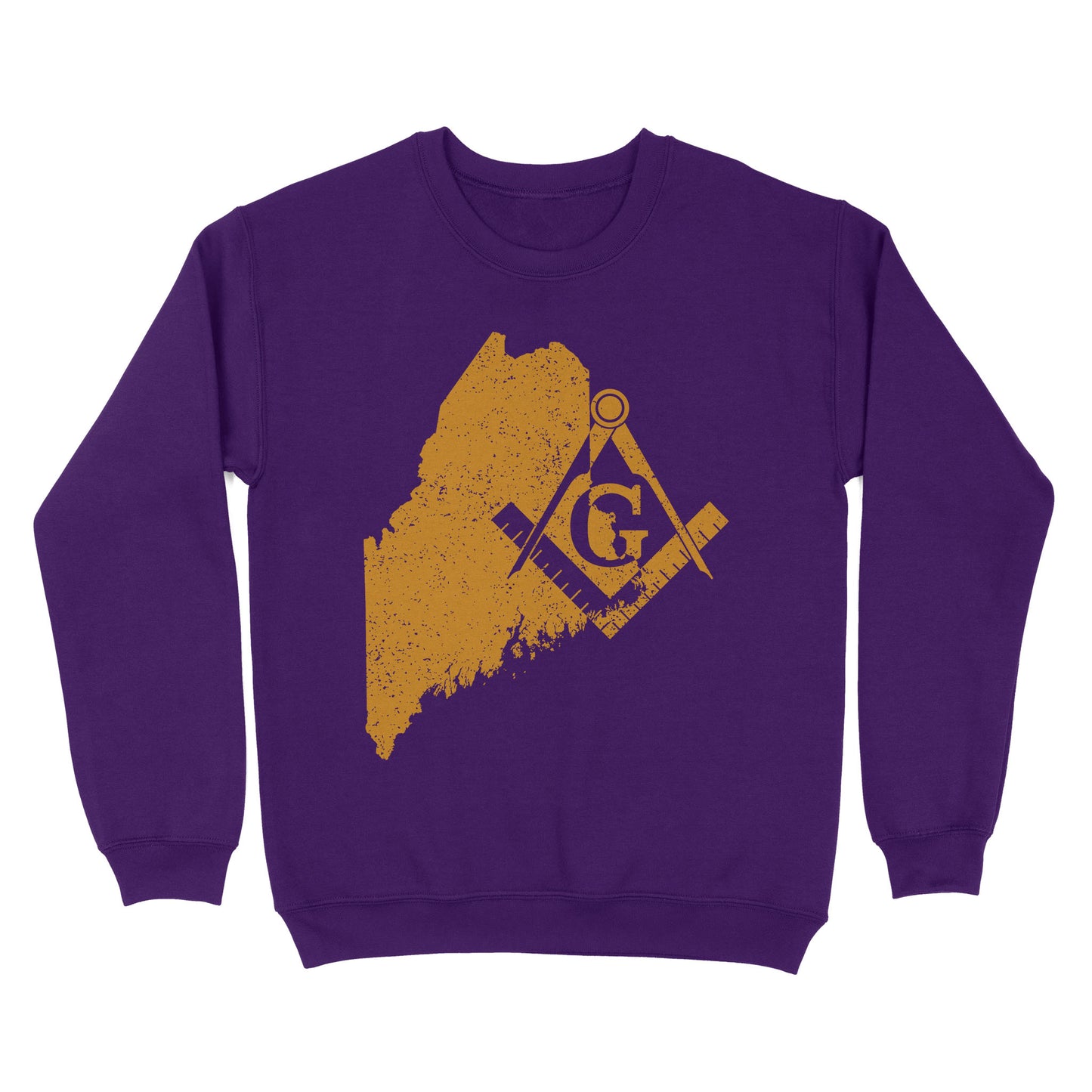 Maine Freemason State Map Square & Compass Symbol - Sweatshirt