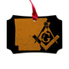 Arkansas square & compass freemason symbol state map - Scalloped Wooden Maple Ornament