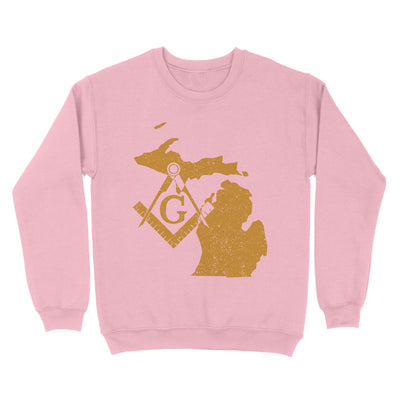 Michigan Freemason State Map Square & Compass Symbol - Sweatshirt