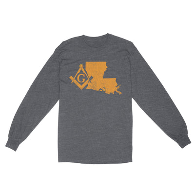 Louisiana Freemason State Map Square & Compass Symbol - Long Sleeve