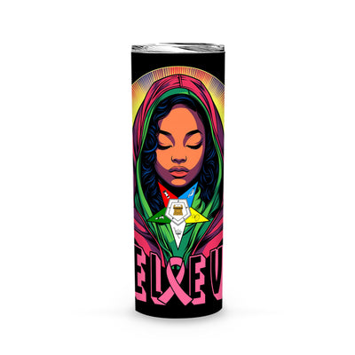 Pink Woman Pray Believe Faith Sister Lady Girl Breast Cancer Awareness - Skinny Tumbler - OES230720_03