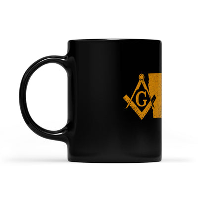 Iowa square & compass freemason symbol state map - Black Mug