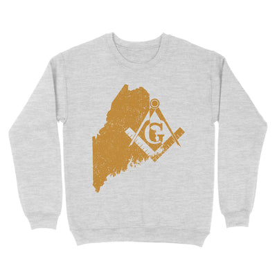 Maine Freemason State Map Square & Compass Symbol - Sweatshirt