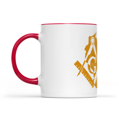 Wisconsin square & compass freemason symbol state map - Accent Mug