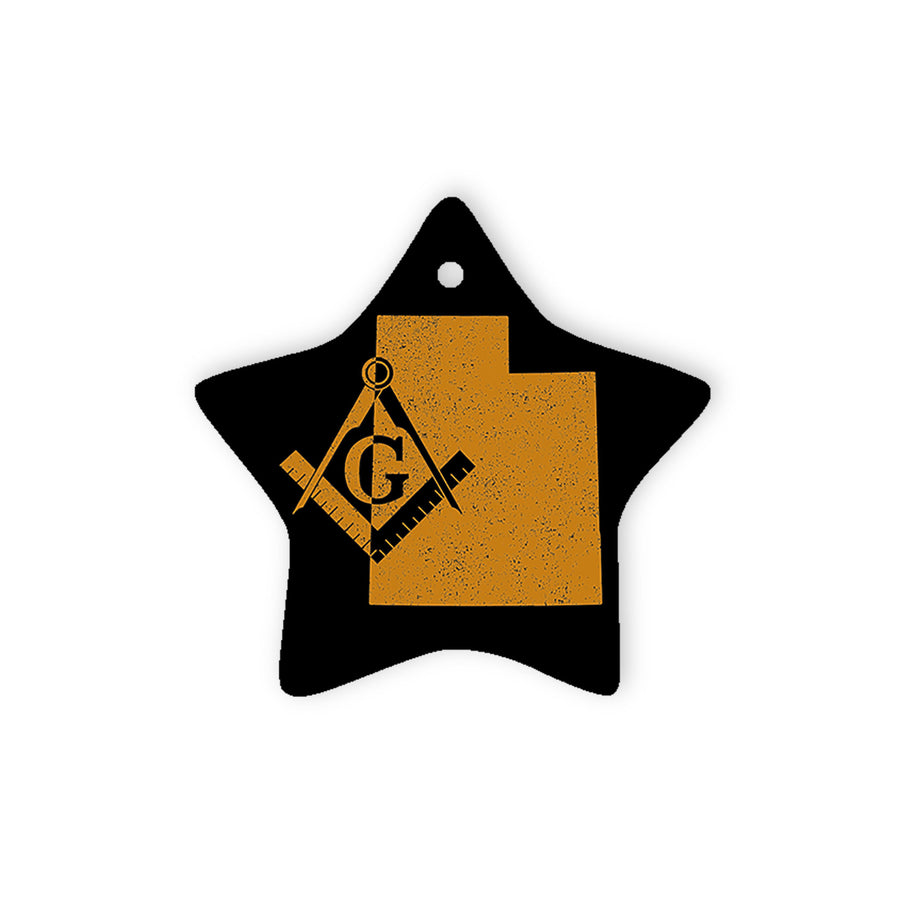 Utah square & compass freemason symbol state map - Star Ceramic Ornament