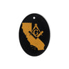 California square & compass freemason symbol state map - Oval Ceramic Ornament