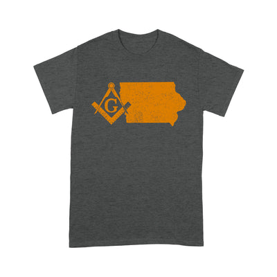 Lowa Freemason State Map Square & Compass Symbol - T Shirt