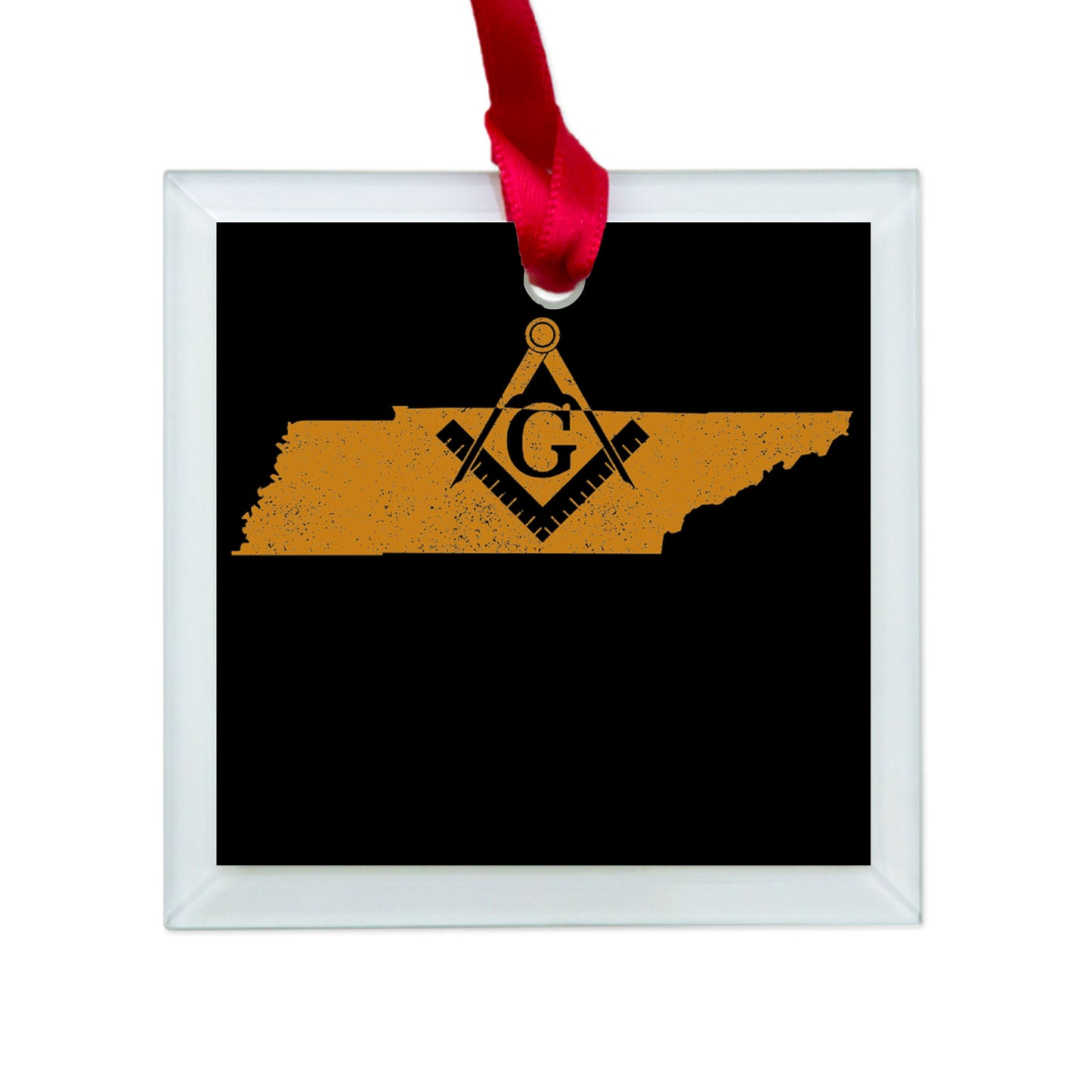 Tennessee square & compass freemason symbol state map - Glass Square Ornament