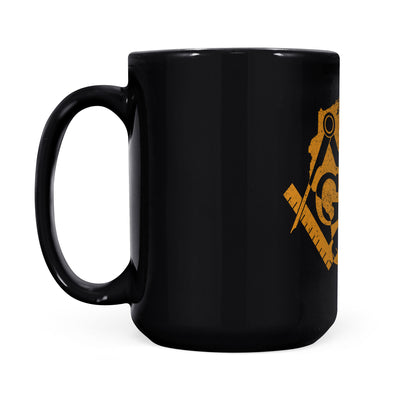 Wisconsin square & compass freemason symbol state map - Black Mug