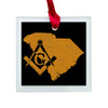 South Carolina square & compass freemason symbol state map - Glass Square Ornament