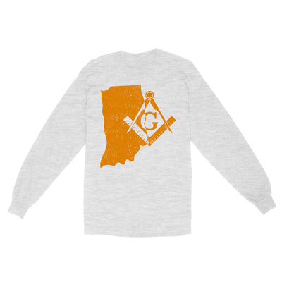 Indiana Freemason State Map Square & Compass Symbol - Long Sleeve