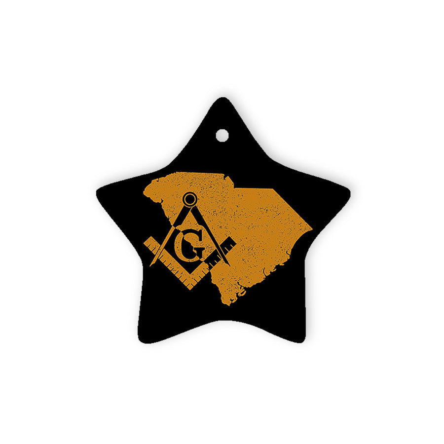 South Carolina square & compass freemason symbol state map - Star Ceramic Ornament