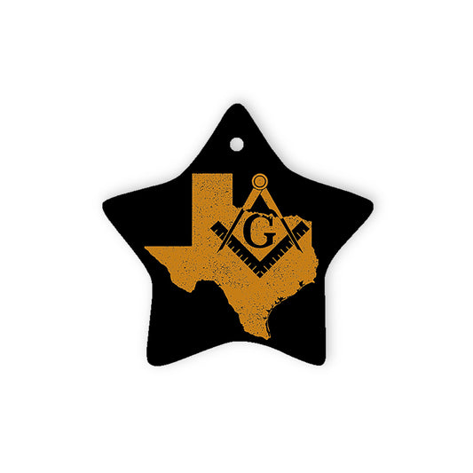 Texas square & compass freemason symbol state map - Star Ceramic Ornament