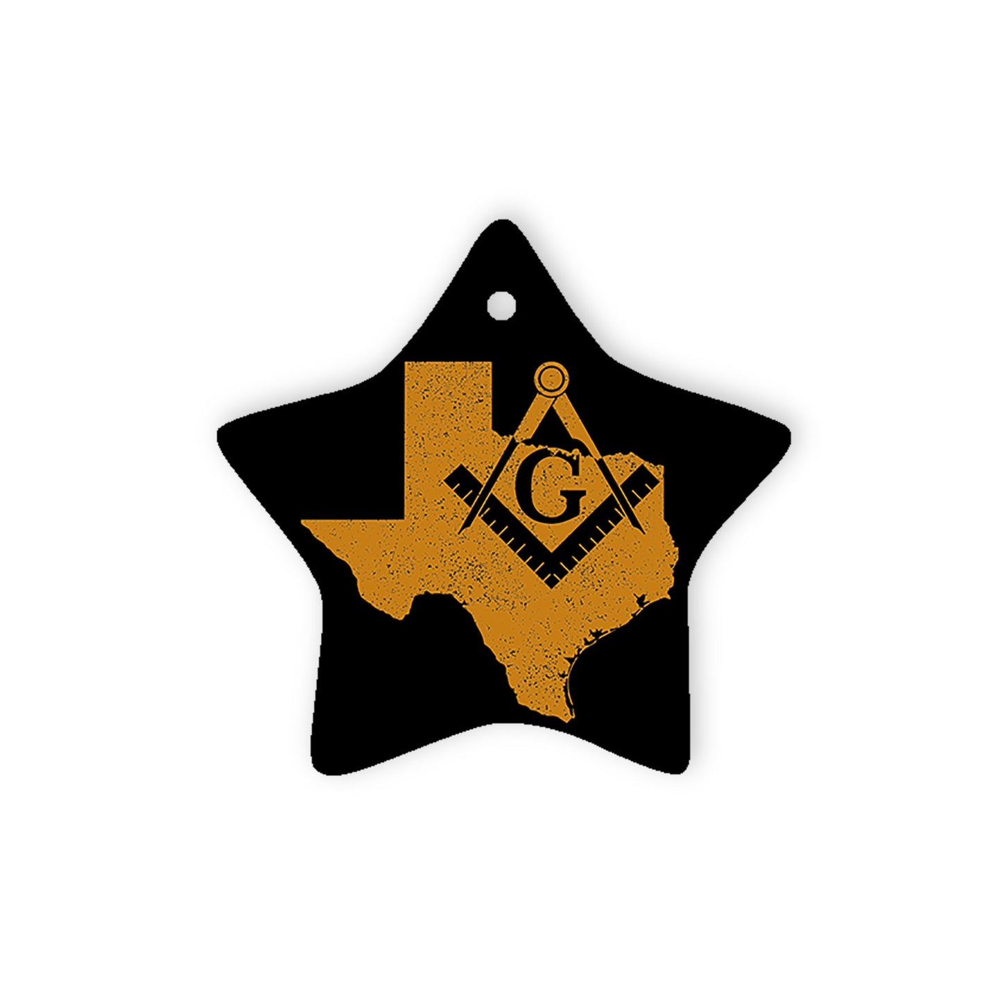 Texas square & compass freemason symbol state map - Star Ceramic Ornament (2 sided)