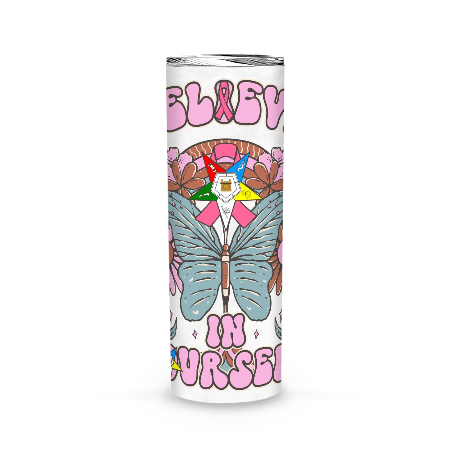 OES Believe In Yourself Breast Cancer Awareness FATAL - Skinny Tumbler - OES230703_02