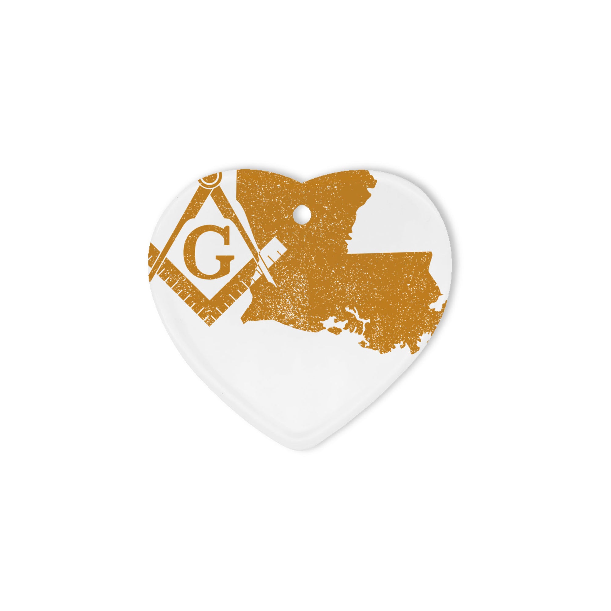 Louisiana square & compass freemason symbol state map - Heart Ceramic ...