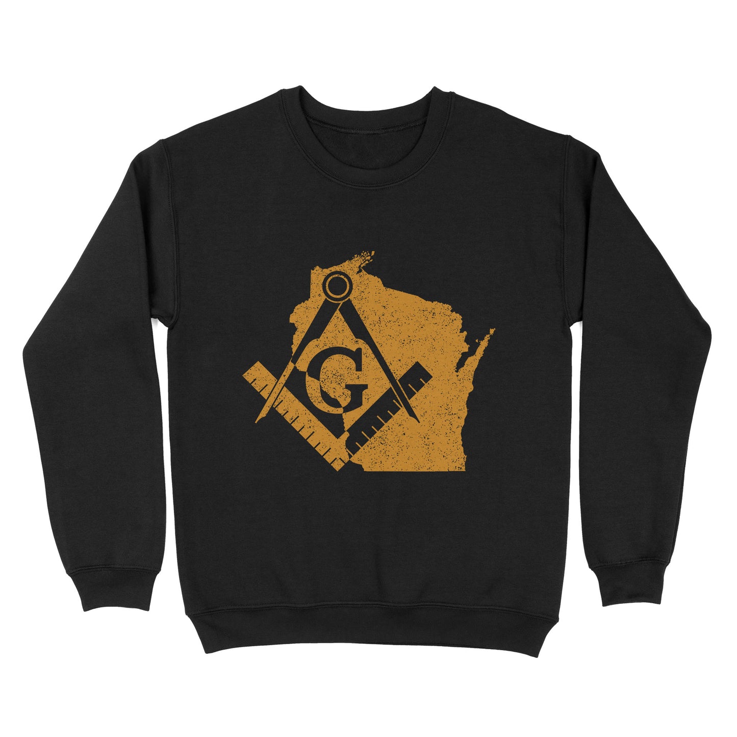 Wisconsin Freemason State Map Square & Compass Symbol - Sweatshirt