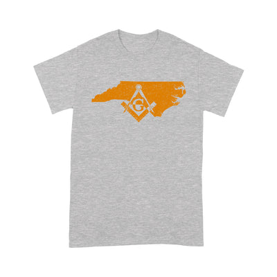 North Carolina Freemason State Map Square & Compass Symbol - T Shirt