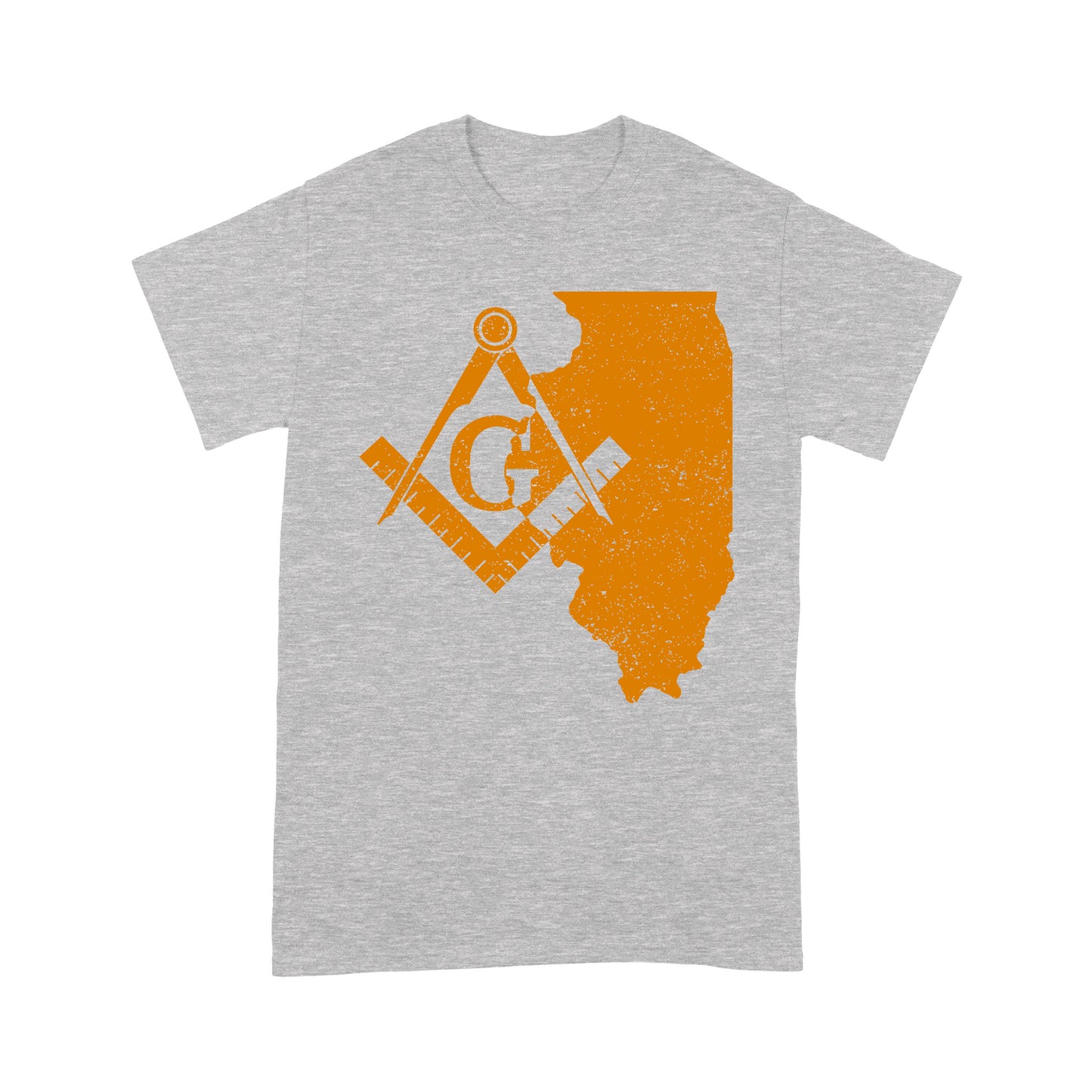 Illinois Freemason State Map Square & Compass Symbol - T Shirt