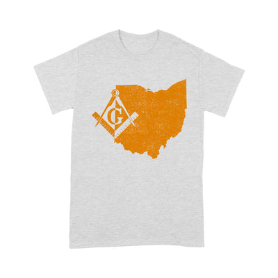 Ohio Freemason State Map Square & Compass Symbol - T Shirt