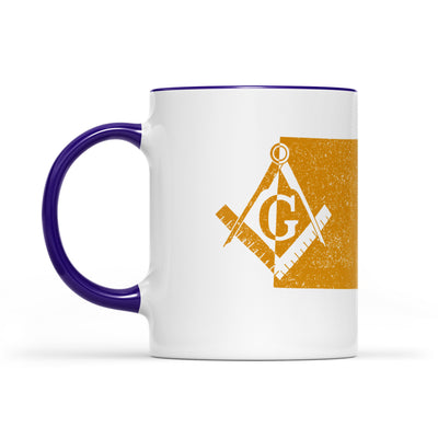 South Dakota square & compass freemason symbol state map - Accent Mug