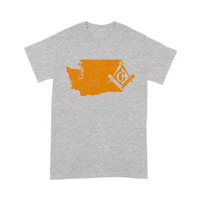 Washington Freemason State Map Square & Compass Symbol - T Shirt