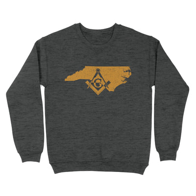 North Carolina Freemason State Map Square & Compass Symbol - Sweatshirt